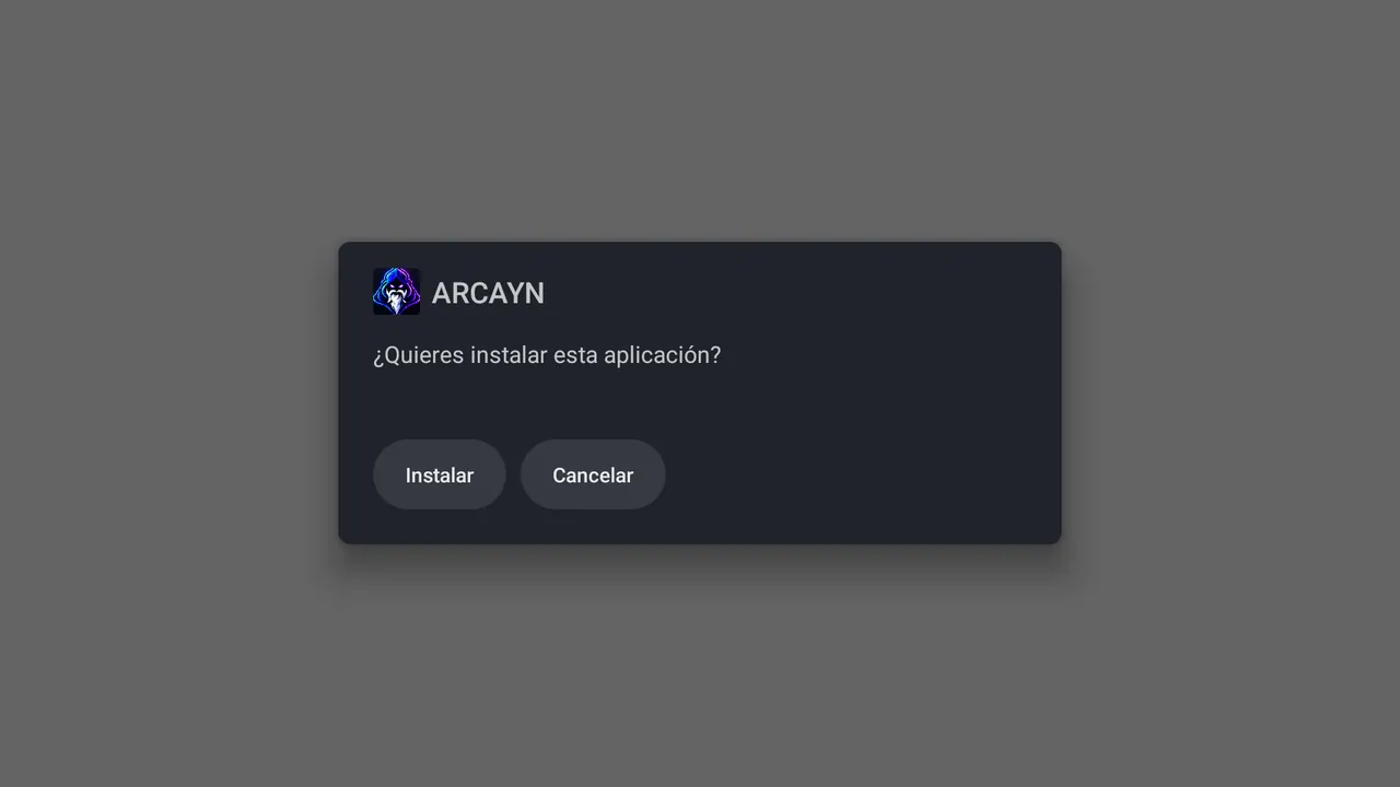 Ventana del sistema preguntando si quieres instalar Arcayn